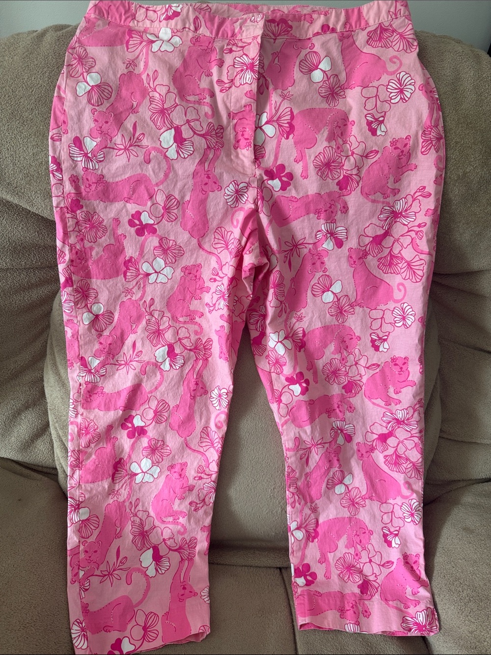 Lilly Pulitzer Pink Floral & Animal-Print Capris